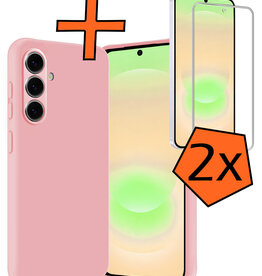 Nomfy Nomfy Samsung Galaxy A37 Hoesje Siliconen Met 2x Screenprotector - Lichtroze