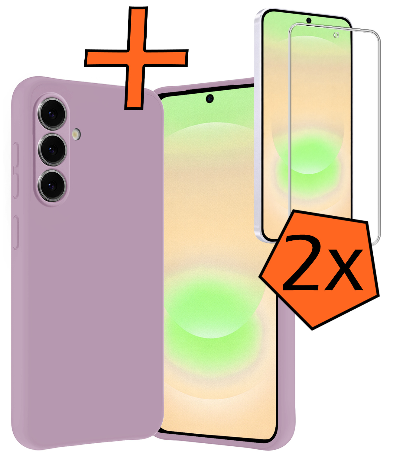 Nomfy Nomfy Samsung Galaxy A37 Hoesje Siliconen Met 2x Screenprotector - Lila