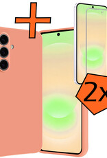 Nomfy Nomfy Samsung Galaxy A37 Hoesje Siliconen Met 2x Screenprotector - Perzik