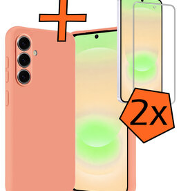 Nomfy Nomfy Samsung Galaxy A37 Hoesje Siliconen Met 2x Screenprotector - Perzik