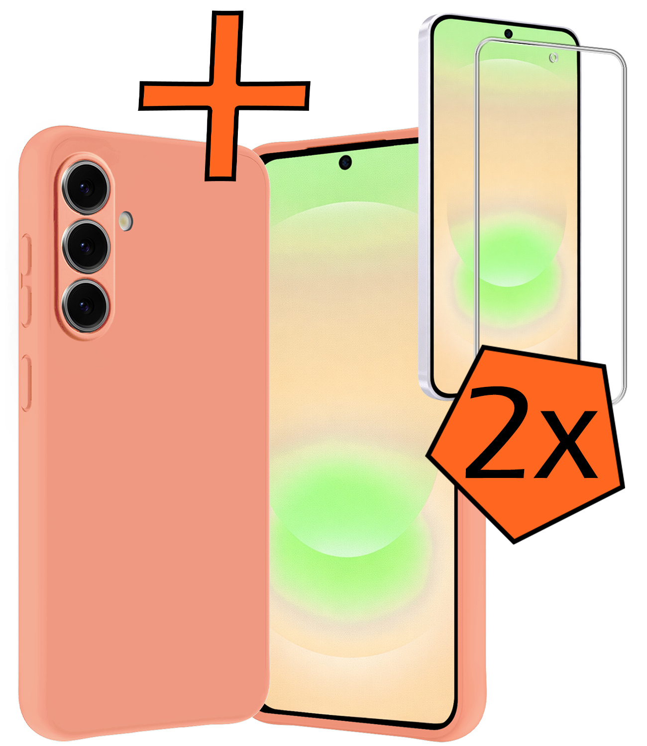 Nomfy Nomfy Samsung Galaxy A37 Hoesje Siliconen Met 2x Screenprotector - Perzik