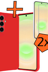 Nomfy Nomfy Samsung Galaxy A37 Hoesje Siliconen Met 2x Screenprotector - Rood