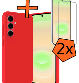 Nomfy Nomfy Samsung Galaxy A37 Hoesje Siliconen Met 2x Screenprotector - Rood