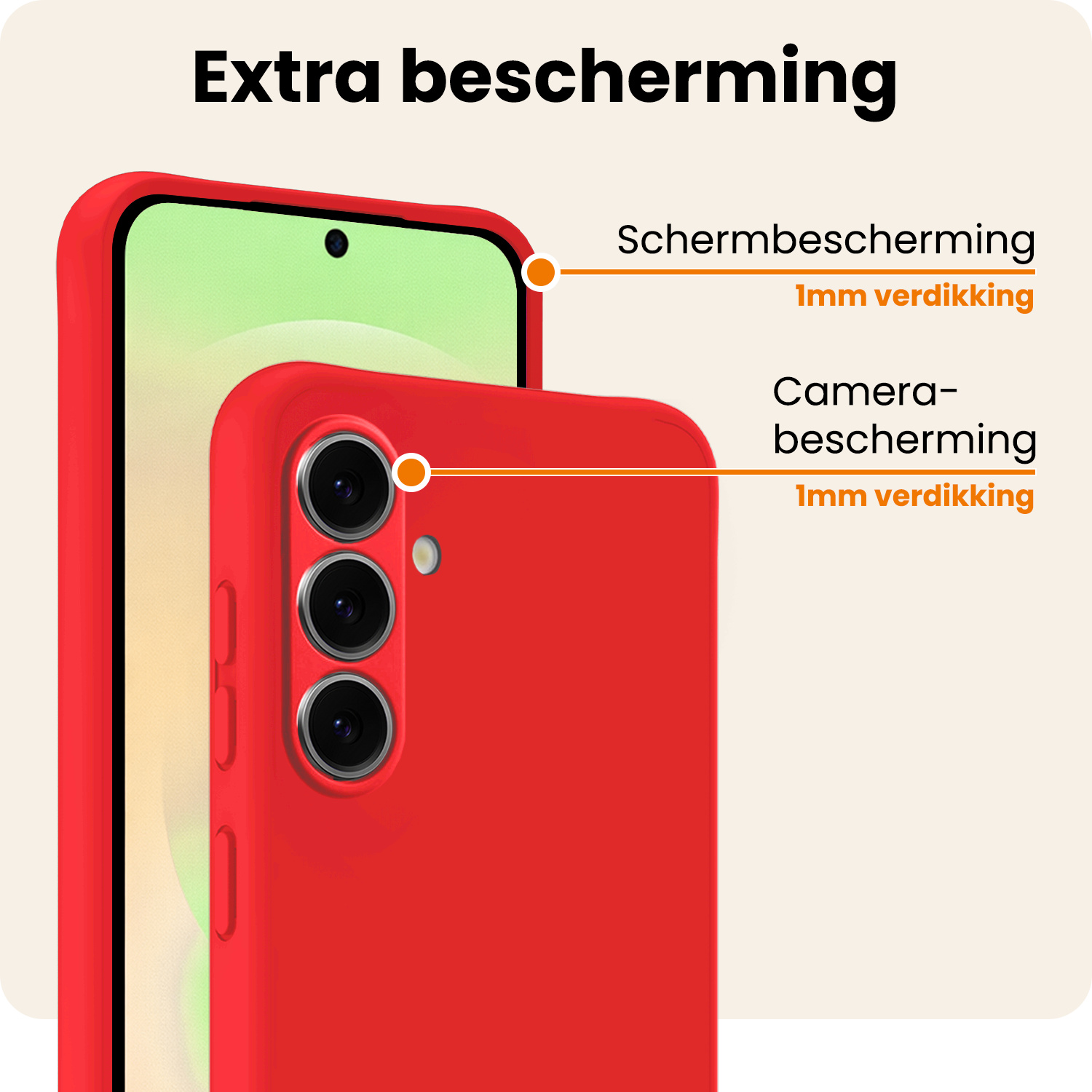 Nomfy Nomfy Samsung Galaxy A37 Hoesje Siliconen Met 2x Screenprotector - Rood