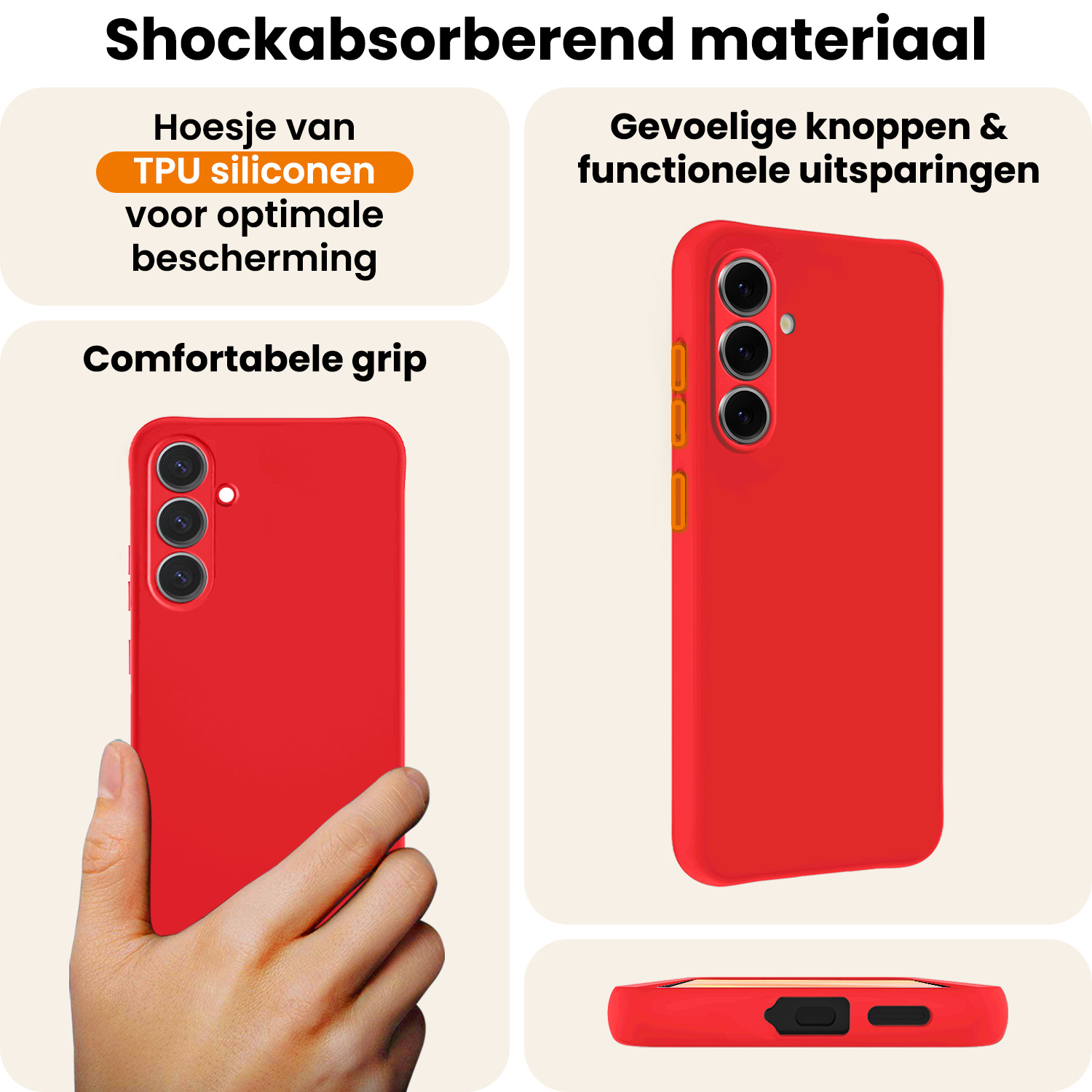 Nomfy Nomfy Samsung Galaxy A37 Hoesje Siliconen Met 2x Screenprotector - Rood
