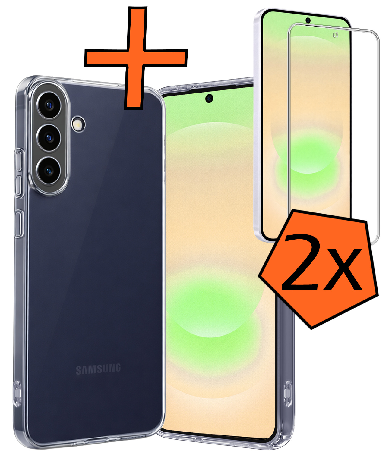 Nomfy Nomfy Samsung Galaxy A37 Hoesje Siliconen Met 2x Screenprotector - Transparant