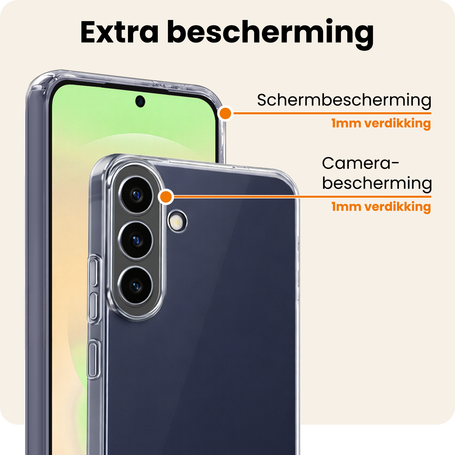 Nomfy Nomfy Samsung Galaxy A37 Hoesje Siliconen Met 2x Screenprotector - Transparant