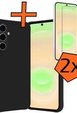 Nomfy Nomfy Samsung Galaxy A37 Hoesje Siliconen Met 2x Screenprotector - Zwart