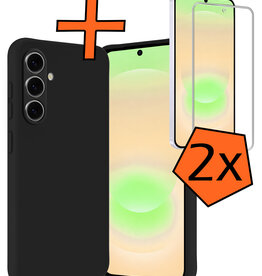 Nomfy Nomfy Samsung Galaxy A37 Hoesje Siliconen Met 2x Screenprotector - Zwart