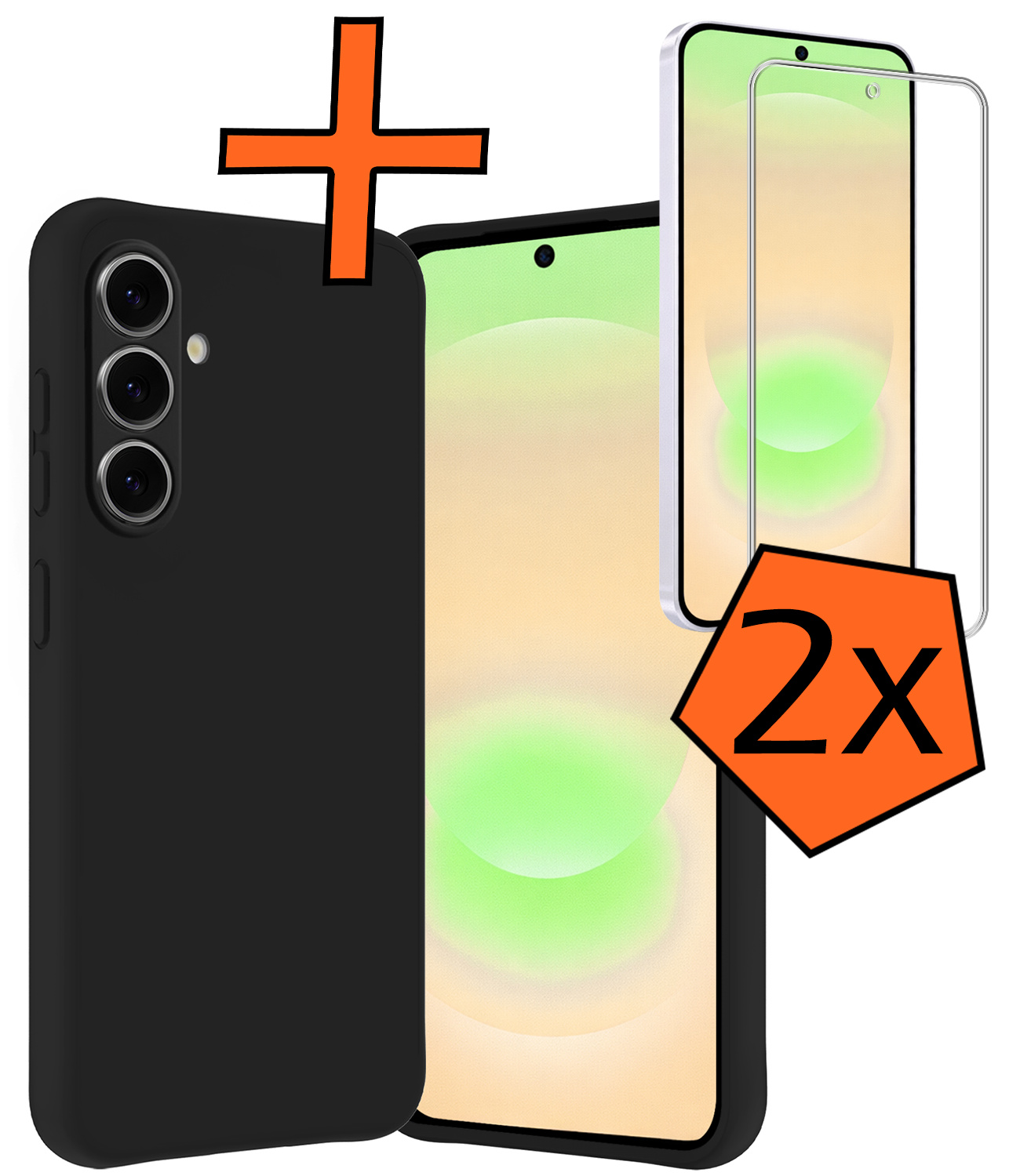 Nomfy Nomfy Samsung Galaxy A37 Hoesje Siliconen Met 2x Screenprotector - Zwart