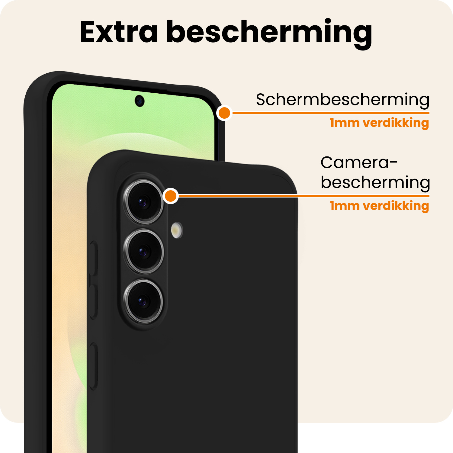 Nomfy Nomfy Samsung Galaxy A37 Hoesje Siliconen Met 2x Screenprotector - Zwart