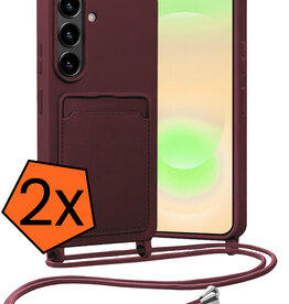 Nomfy Nomfy Samsung Galaxy A37 Hoesje Pashouder met Koord - Aubergine - 2 PACK