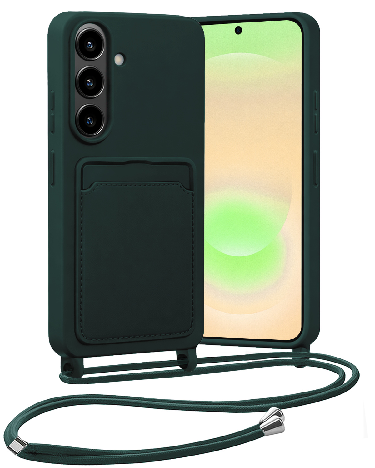 Nomfy Nomfy Samsung Galaxy A37 Hoesje Pashouder met Koord - Donkergroen