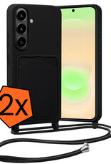 Nomfy Nomfy Samsung Galaxy A37 Hoesje Pashouder met Koord - Zwart - 2 PACK