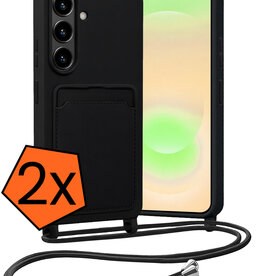 Nomfy Nomfy Samsung Galaxy A37 Hoesje Pashouder met Koord - Zwart - 2 PACK