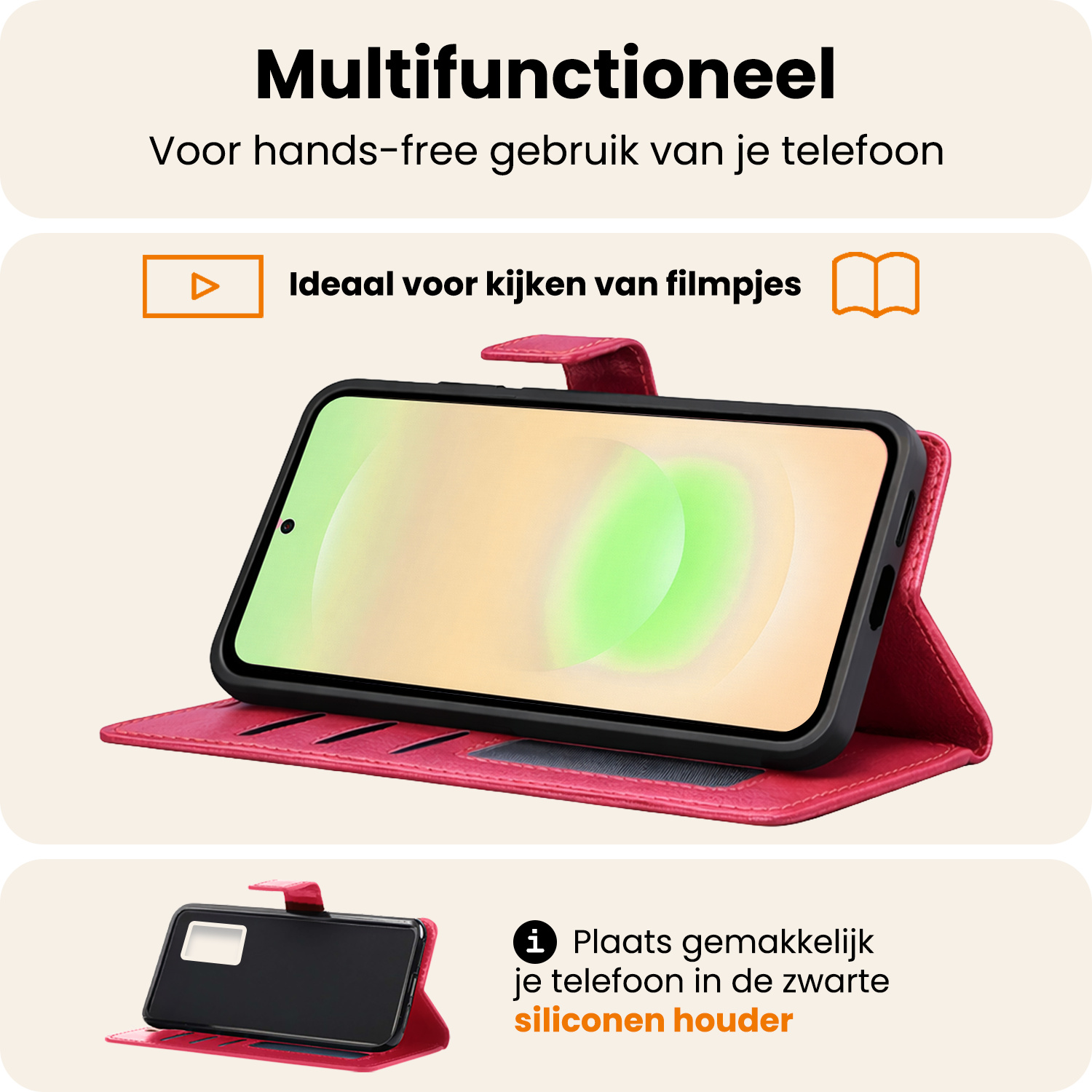 Nomfy Nomfy Samsung Galaxy A37 Hoesje Bookcase - Donkerroze