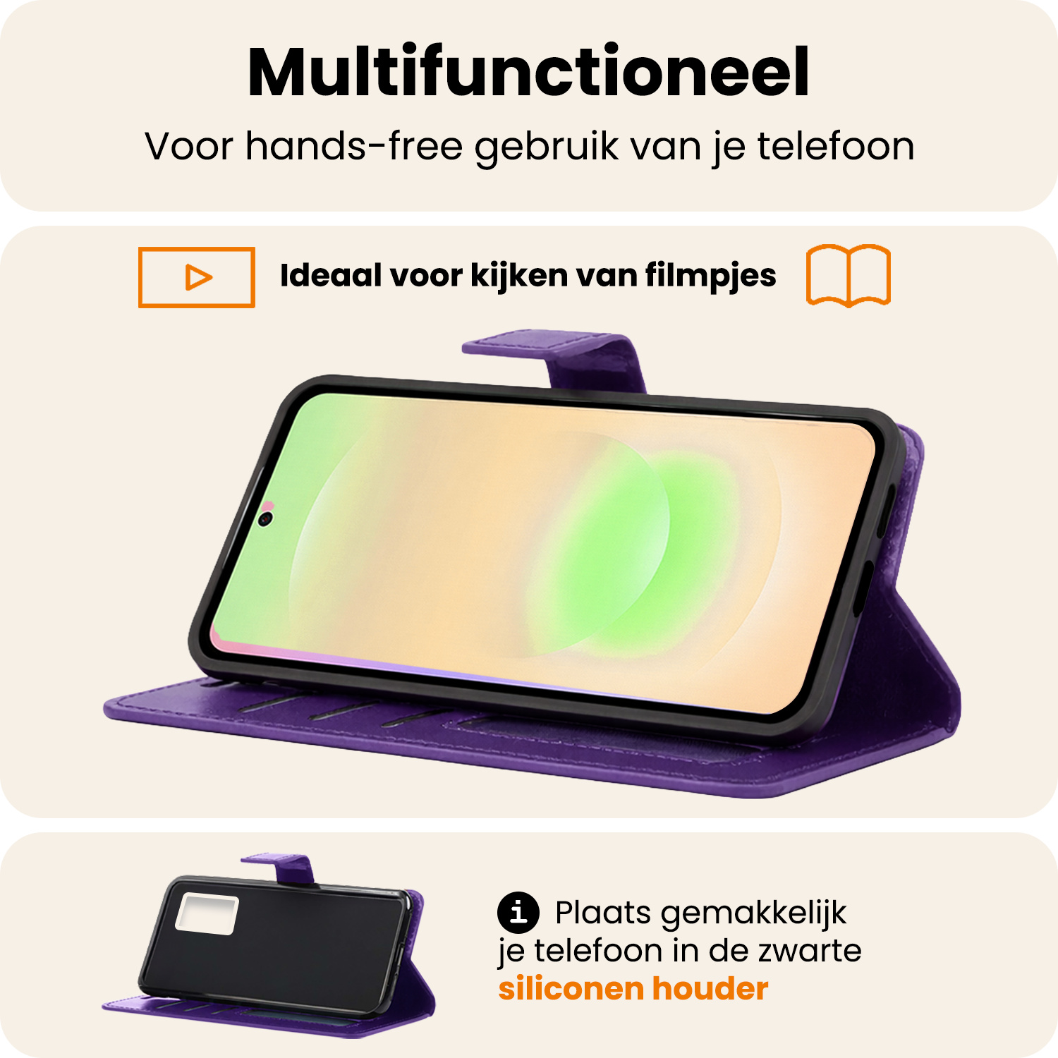 Nomfy Nomfy Samsung Galaxy A37 Hoesje Bookcase - Paars