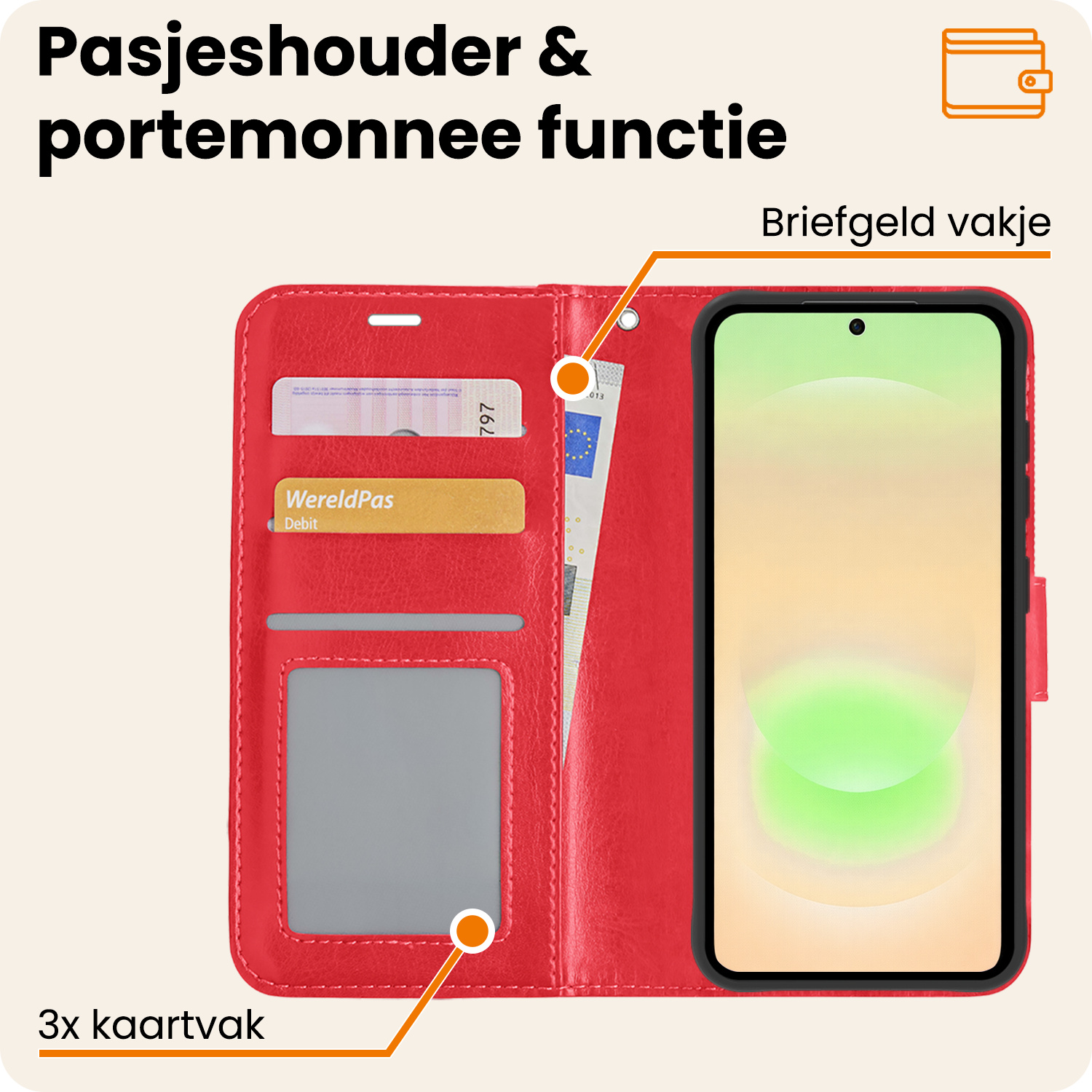 Nomfy Nomfy Samsung Galaxy A37 Hoesje Bookcase - Rood