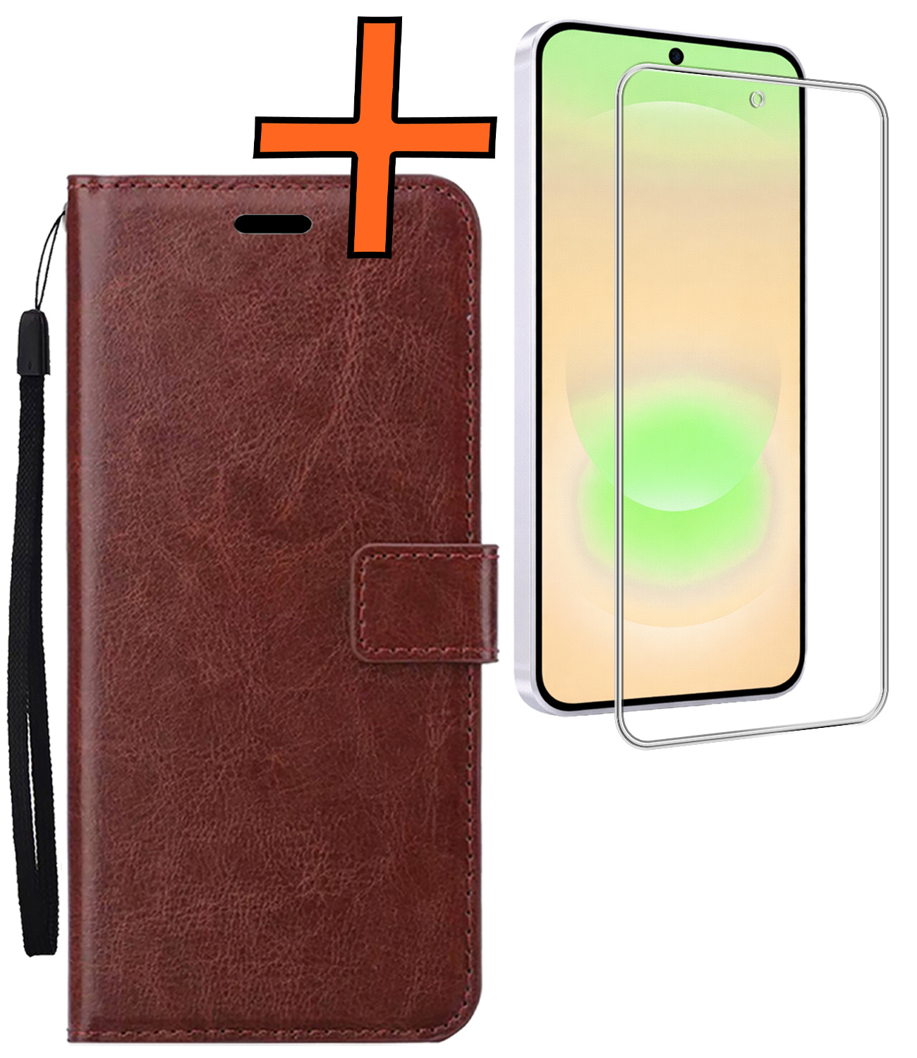 Nomfy Nomfy Samsung Galaxy A37 Hoesje Bookcase Met Screenprotector - Bruin