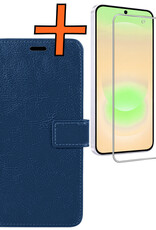 Nomfy Nomfy Samsung Galaxy A37 Hoesje Bookcase Met Screenprotector - Donkerblauw