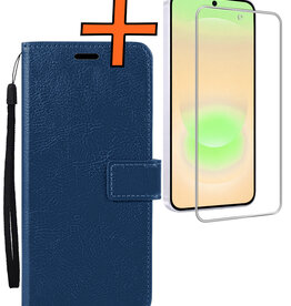 Nomfy Nomfy Samsung Galaxy A37 Hoesje Bookcase Met Screenprotector - Donkerblauw