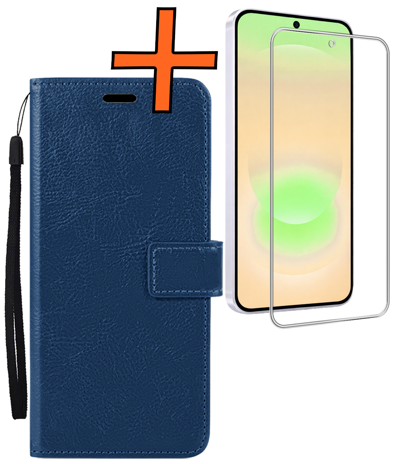 Nomfy Nomfy Samsung Galaxy A37 Hoesje Bookcase Met Screenprotector - Donkerblauw