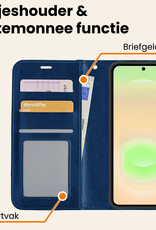 Nomfy Nomfy Samsung Galaxy A37 Hoesje Bookcase Met Screenprotector - Donkerblauw