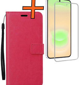 Nomfy Nomfy Samsung Galaxy A37 Hoesje Bookcase Met Screenprotector - Donkerroze