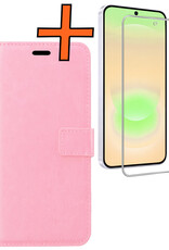 Nomfy Nomfy Samsung Galaxy A37 Hoesje Bookcase Met Screenprotector - Lichtroze