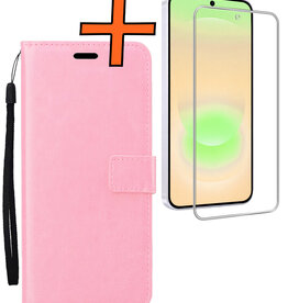 Nomfy Nomfy Samsung Galaxy A37 Hoesje Bookcase Met Screenprotector - Lichtroze