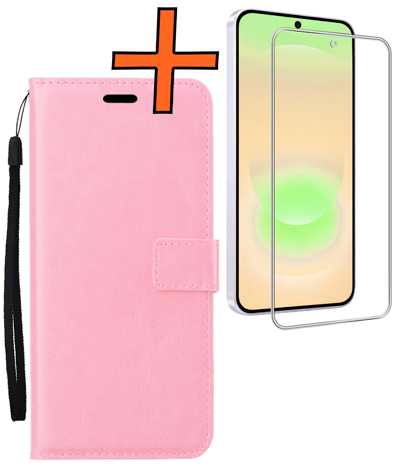 Nomfy Nomfy Samsung Galaxy A37 Hoesje Bookcase Met Screenprotector - Lichtroze