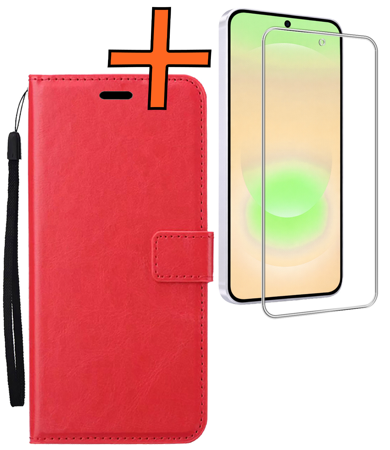 Nomfy Nomfy Samsung Galaxy A37 Hoesje Bookcase Met Screenprotector - Rood