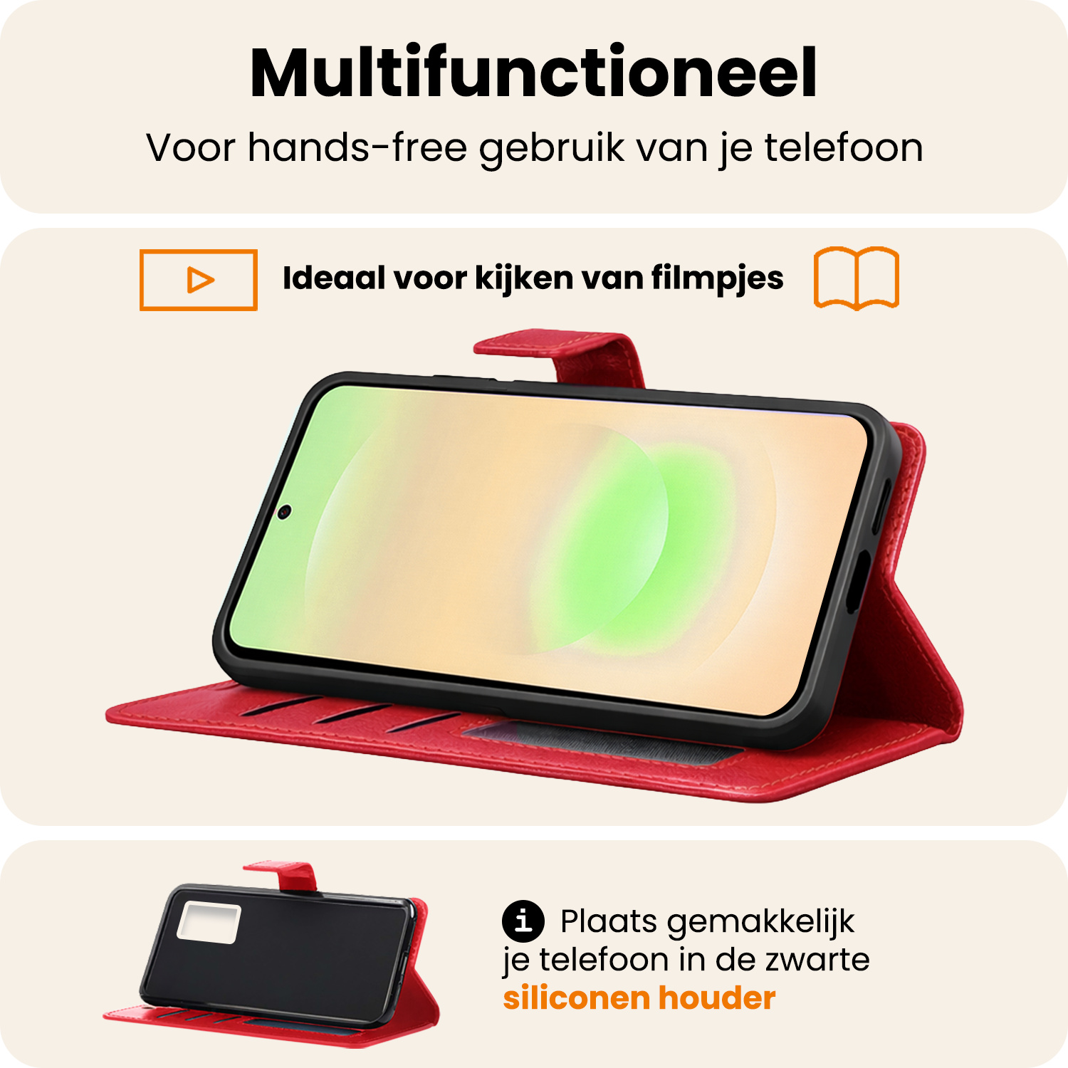 Nomfy Nomfy Samsung Galaxy A37 Hoesje Bookcase Met Screenprotector - Rood