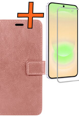 Nomfy Nomfy Samsung Galaxy A37 Hoesje Bookcase Met Screenprotector - Rose Goud