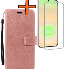 Nomfy Nomfy Samsung Galaxy A37 Hoesje Bookcase Met Screenprotector - Rose Goud