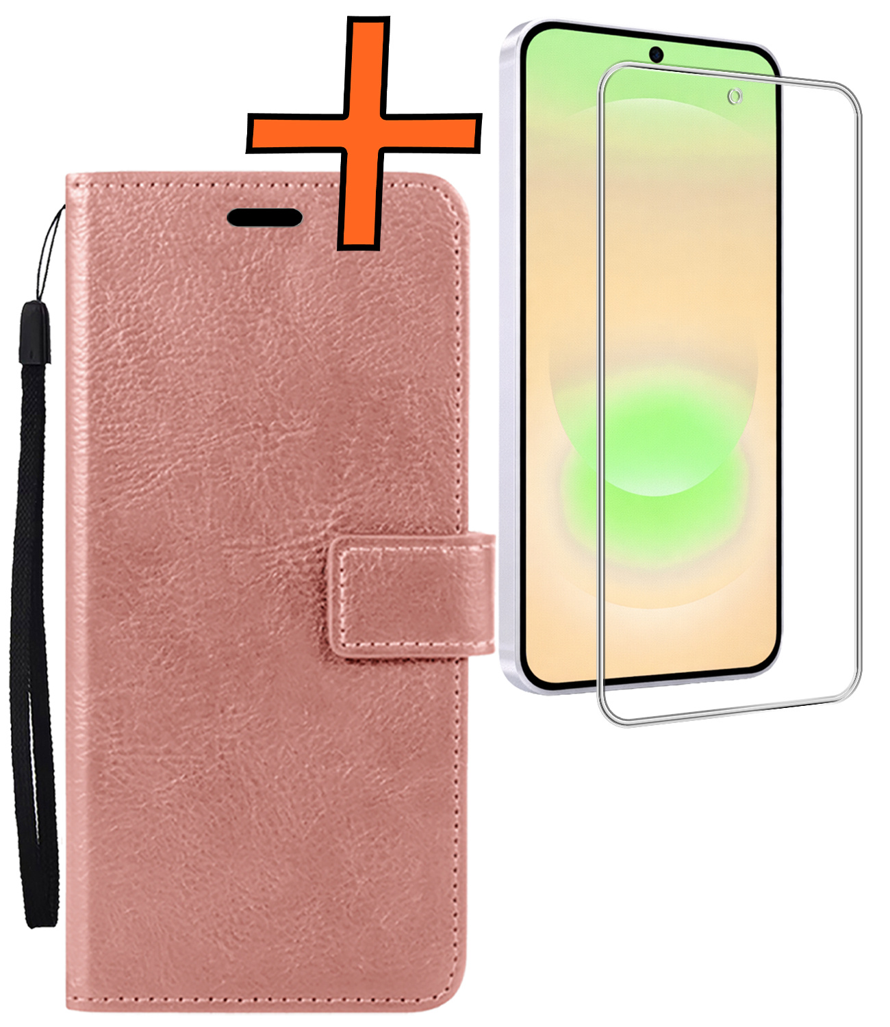 Nomfy Nomfy Samsung Galaxy A37 Hoesje Bookcase Met Screenprotector - Rose Goud