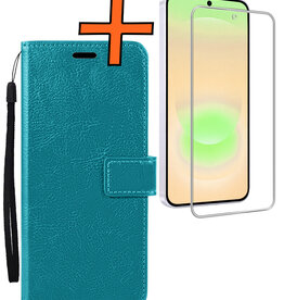Nomfy Nomfy Samsung Galaxy A37 Hoesje Bookcase Met Screenprotector - Turquoise