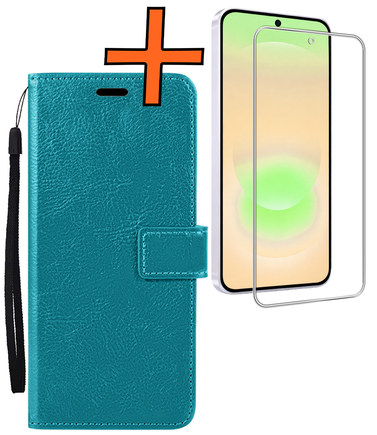 Nomfy Nomfy Samsung Galaxy A37 Hoesje Bookcase Met Screenprotector - Turquoise