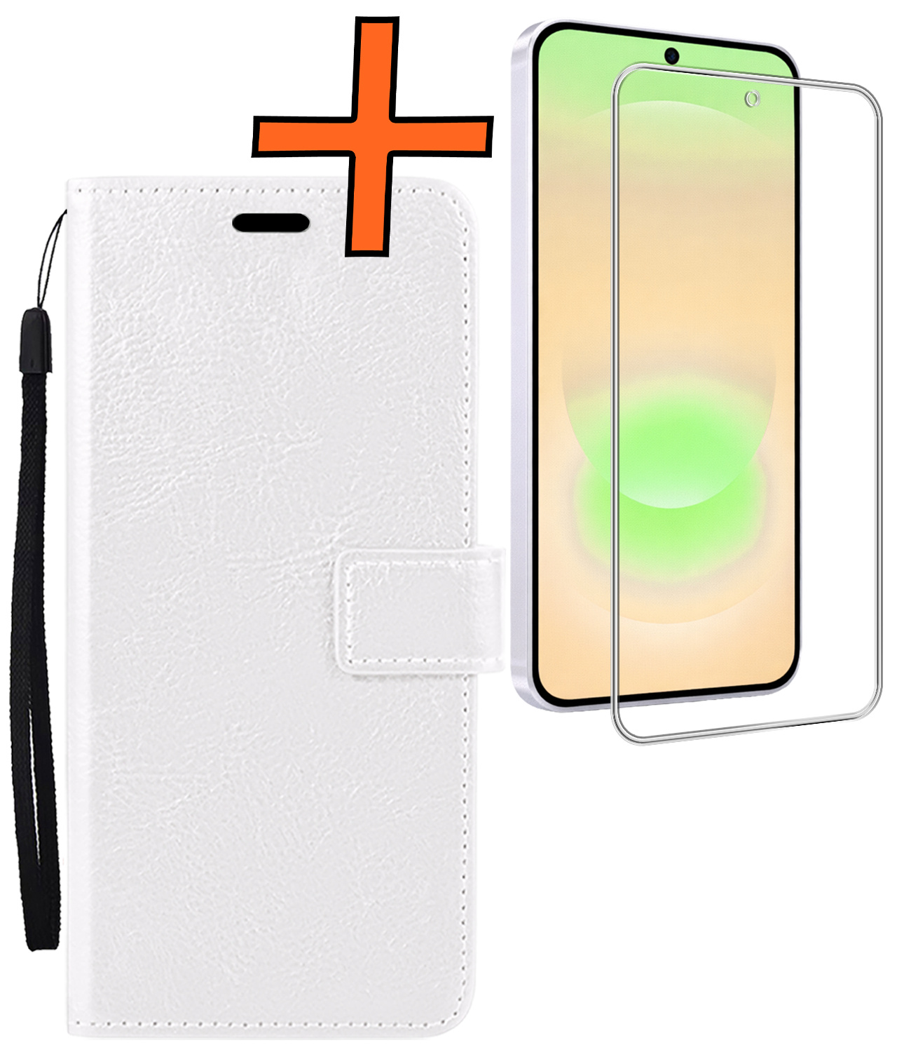 Nomfy Nomfy Samsung Galaxy A37 Hoesje Bookcase Met Screenprotector - Wit