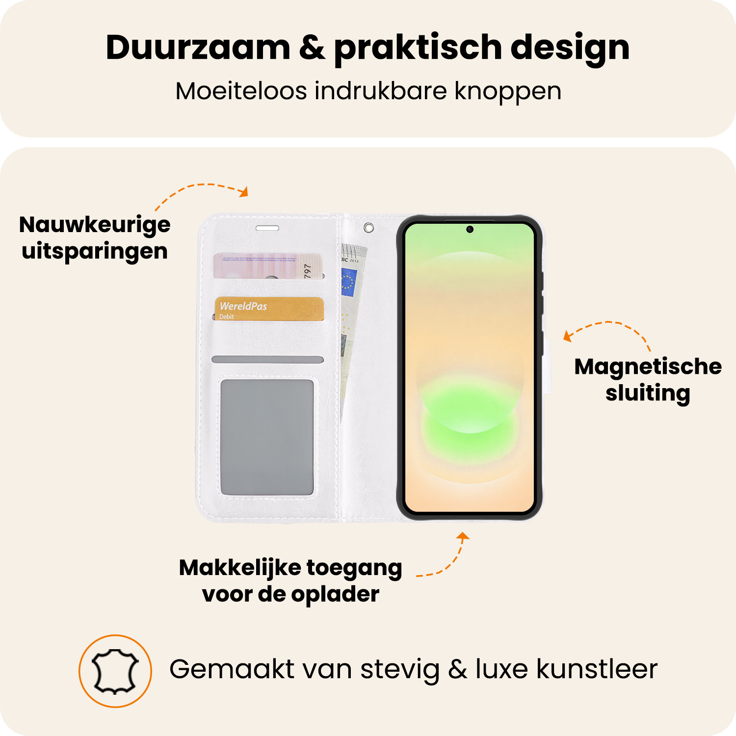 Nomfy Nomfy Samsung Galaxy A37 Hoesje Bookcase Met Screenprotector - Wit