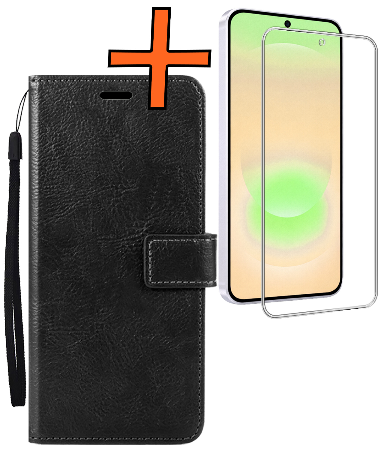 Nomfy Nomfy Samsung Galaxy A37 Hoesje Bookcase Met Screenprotector - Zwart