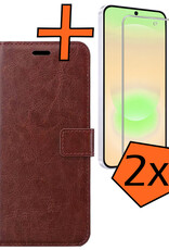 Nomfy Nomfy Samsung Galaxy A37 Hoesje Bookcase Met 2x Screenprotector - Bruin