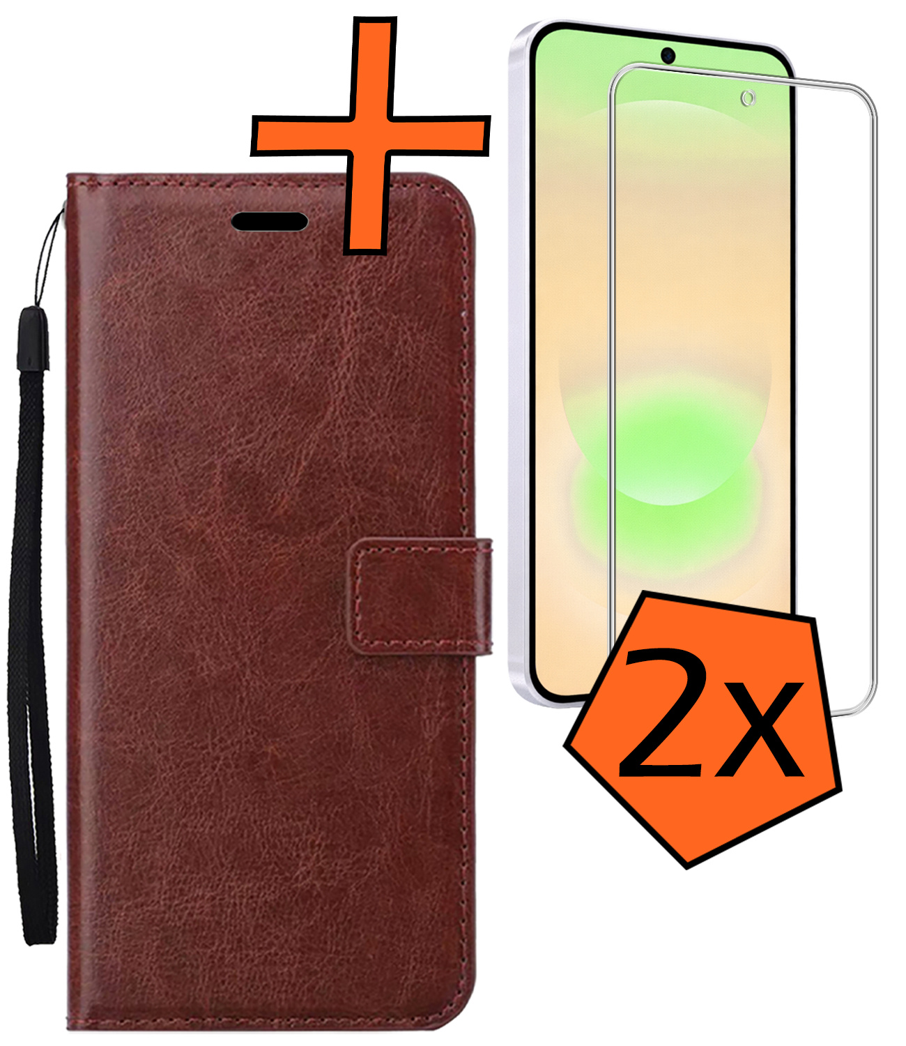 Nomfy Nomfy Samsung Galaxy A37 Hoesje Bookcase Met 2x Screenprotector - Bruin