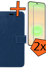Nomfy Nomfy Samsung Galaxy A37 Hoesje Bookcase Met 2x Screenprotector - Donkerblauw
