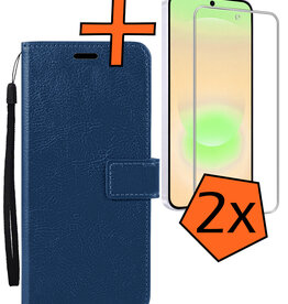 Nomfy Nomfy Samsung Galaxy A37 Hoesje Bookcase Met 2x Screenprotector - Donkerblauw