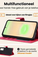 Nomfy Nomfy Samsung Galaxy A37 Hoesje Bookcase Met 2x Screenprotector - Donkerroze