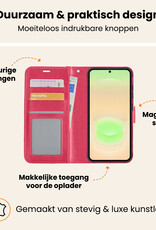 Nomfy Nomfy Samsung Galaxy A37 Hoesje Bookcase Met 2x Screenprotector - Donkerroze