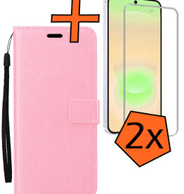 Nomfy Nomfy Samsung Galaxy A37 Hoesje Bookcase Met 2x Screenprotector - Lichtroze