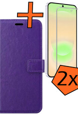Nomfy Nomfy Samsung Galaxy A37 Hoesje Bookcase Met 2x Screenprotector - Paars