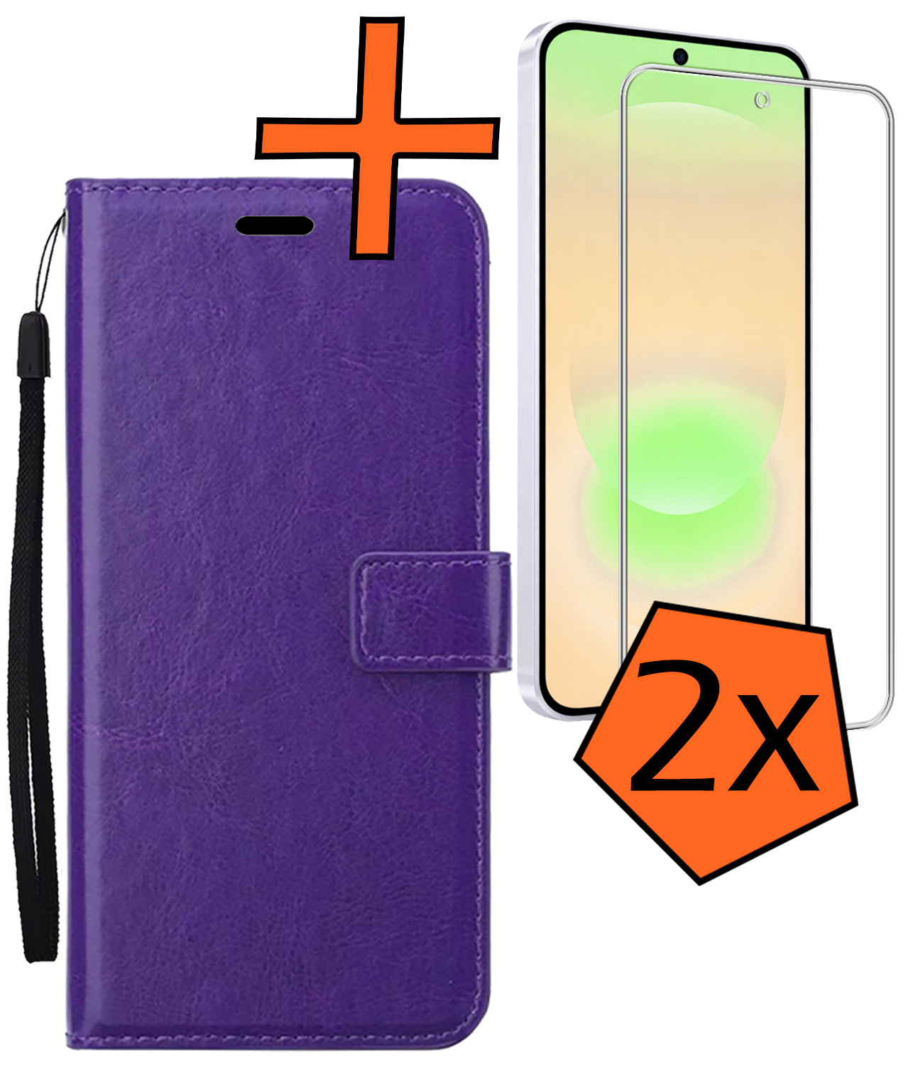 Nomfy Nomfy Samsung Galaxy A37 Hoesje Bookcase Met 2x Screenprotector - Paars